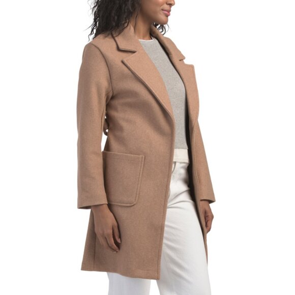 LOVE TREE Camel Tie Waist Peacoat - Picture 1 of 2